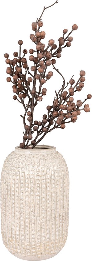 QUVIO Bolletjes vaas – Bloemenvaas keramiek – Keramische beige vaas – Decoratieve vaas voor droogbloemen – Japandi – Hoogte 25,5 cm