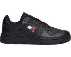 Tommy Hilfiger Retro Basket leren heren sneakers - Zwart - Uitneembare zool - Maat 46