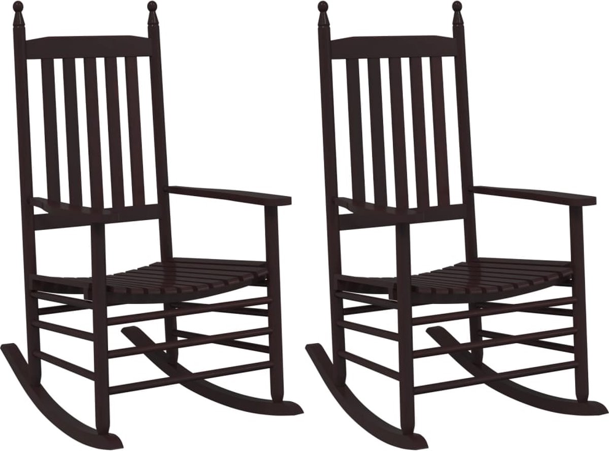 vidaXL Schommelstoelen - met - gebogen - zitting - 2 - st - populierenhout - bruin