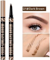 3D Wenkbrauwpotlood Waterproof - Donkerbruin - Dark Brown - 48 uur Lang - Haarachtige Kleur-effect - Precisie Micro-inktpen - Eyebrow Pen - Professionele Wenkbrauwmake-up Pen met 4 Split heads - Totale controle