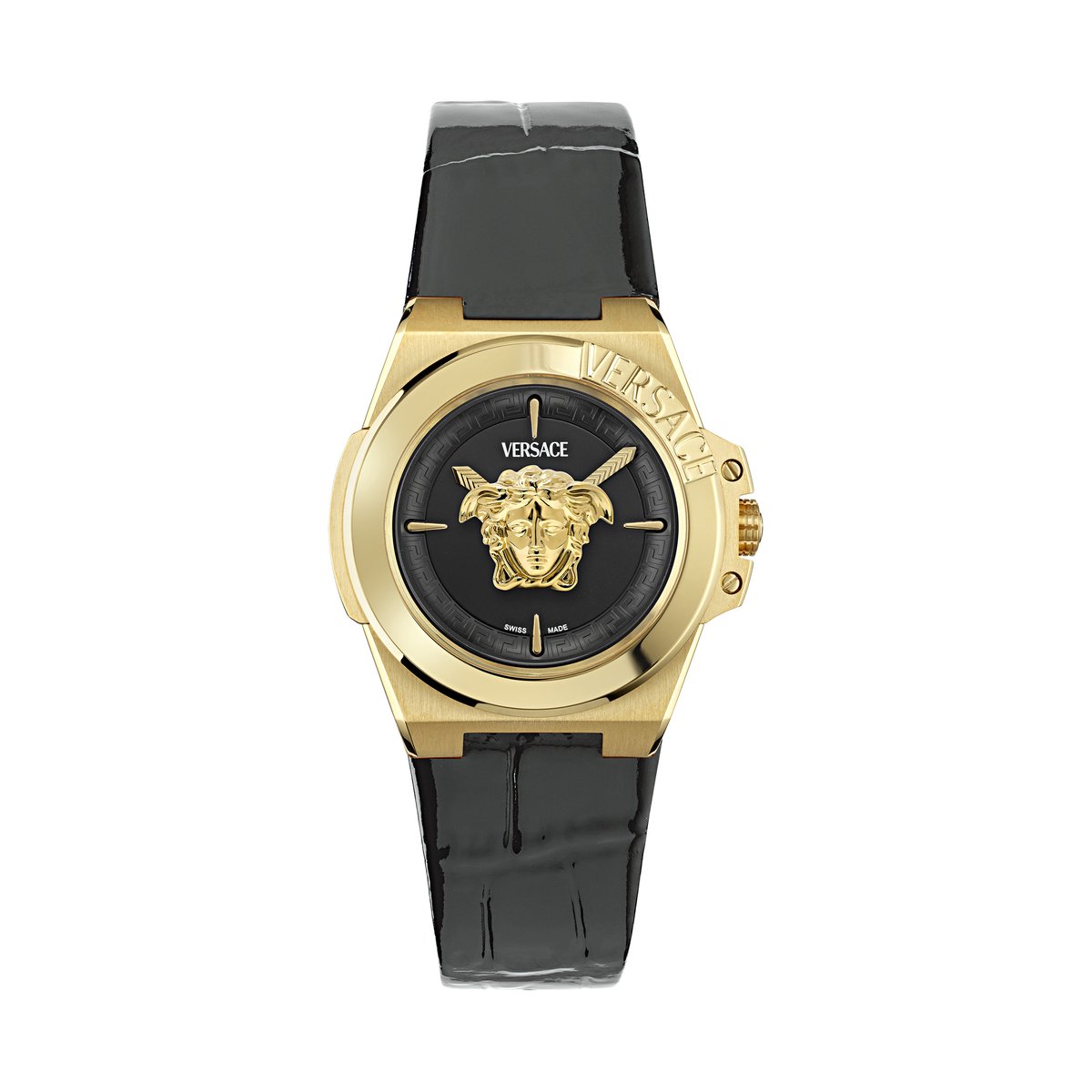 Versace Hera VE8D00324 Horloge - Leer - Zwart - Ø 37 mm