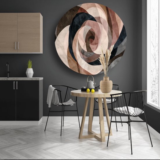 Peinture spirale ronde - Forme cercle mural - Cercles muraux Formes - Peinture Vintage - Cercle mural - Décoration murale chambre cercle mural forex 50x50 cm