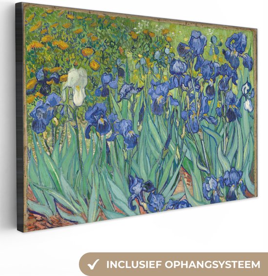 Canvas schilderij 120x80 cm - Wanddecoratie Irissen - Vincent van Gogh - Muurdecoratie woonkamer - Slaapkamer decoratie - Kamer accessoires - Schilderijen op canvas