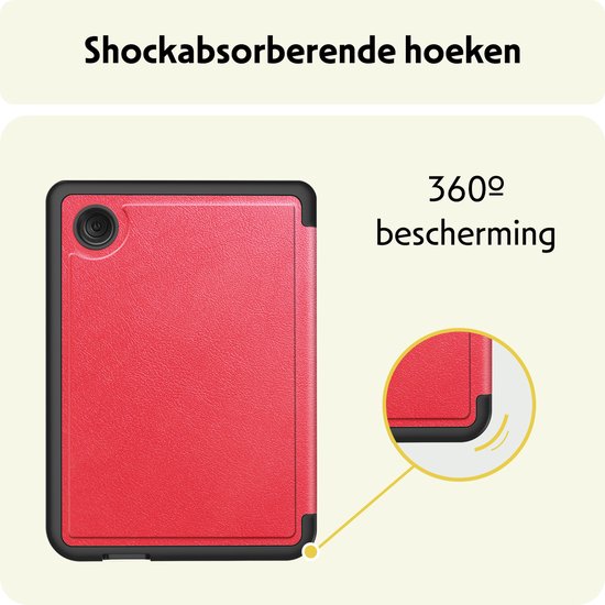 Hoesje Geschikt voor Kobo Clara BW Hoes Bescherm Hoesje Case Sleep Cover Trifold Met Screenprotector - Hoes Geschikt voor Kobo Clara BW Hoesje - Rood van Hoesje  — afbeelding 5