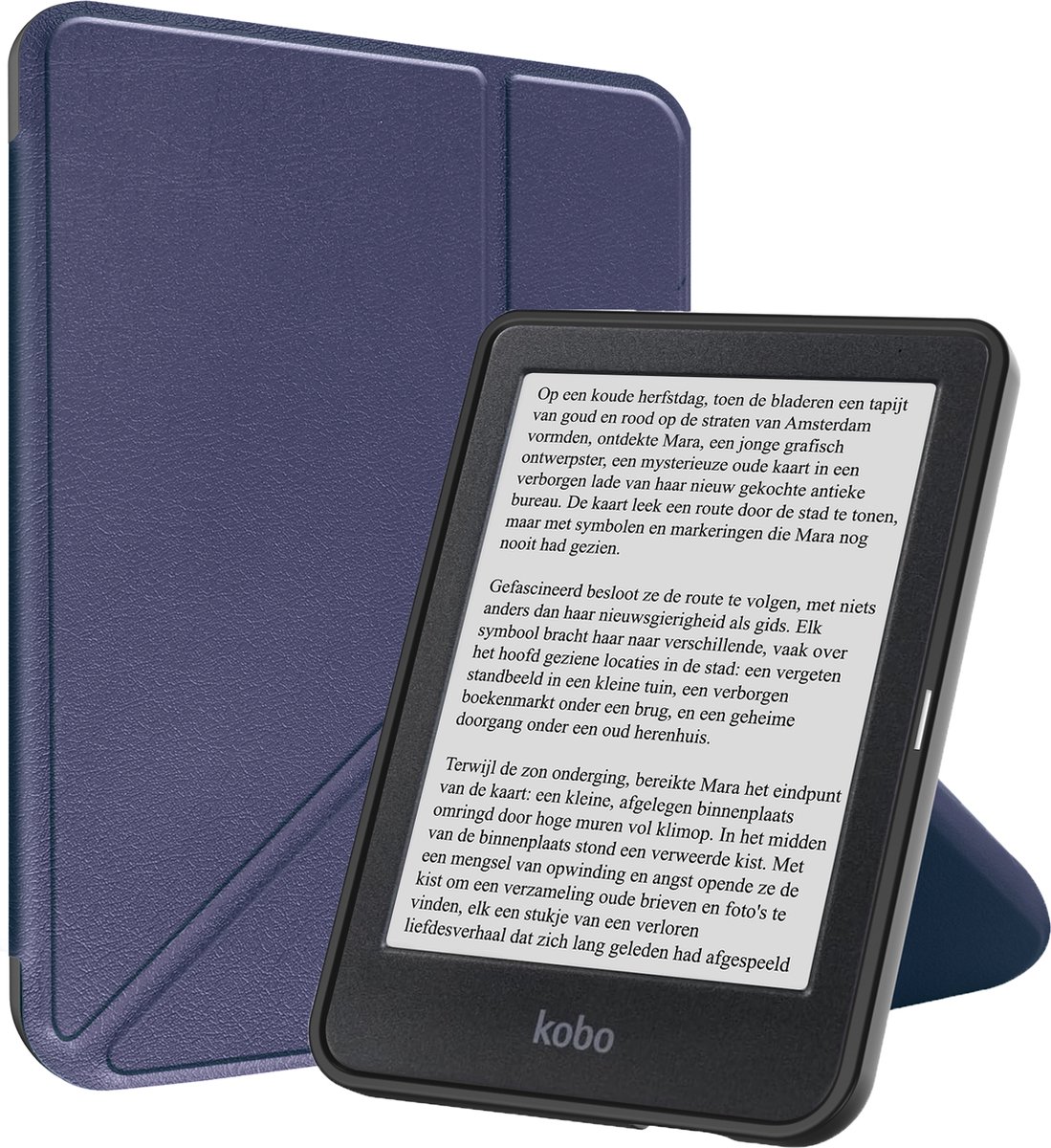 Hoesje Geschikt voor Kobo Clara BW Hoesje Luxe Bescherm Case Trifold - Hoes Geschikt voor Kobo Clara BW Hoes Book Cover - Donkerblauw op Prijzenvolger.com