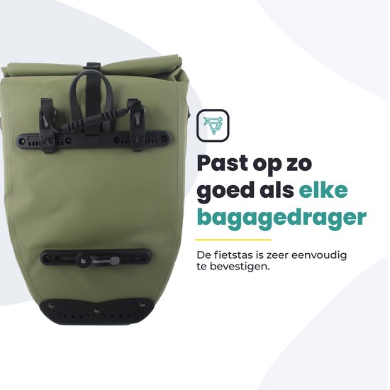 Voltano Luxe Fietstas 28L - Enkele Pakaftas - Mos Groen - 100% Waterdicht - Met Schouderband van Voltano — afbeelding 3