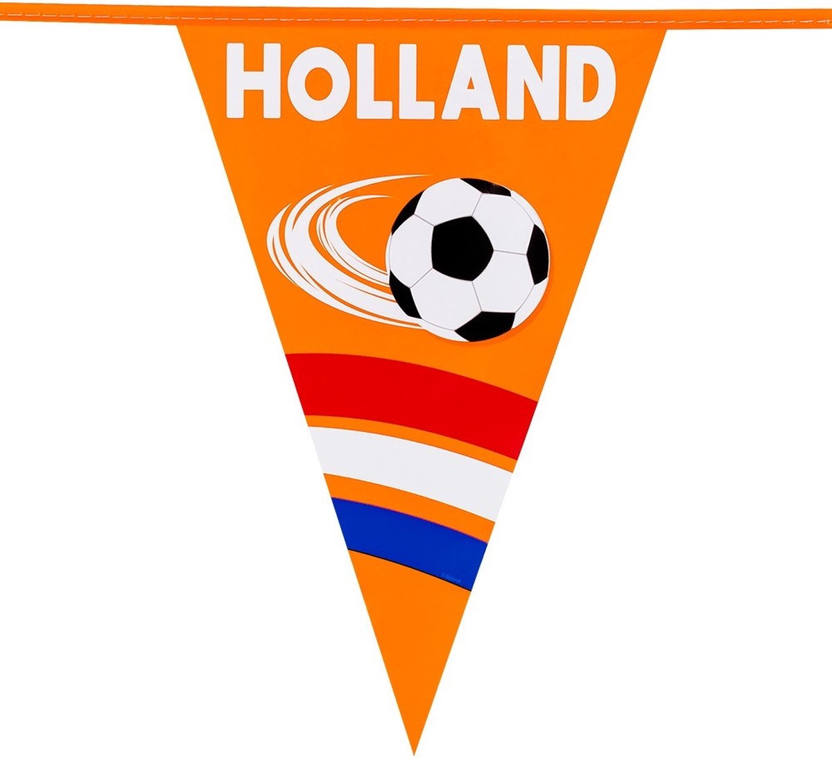 Boland Vlaggenlijn feestslinger - 2x - oranje/holland met voetbal - 6 meter - 15 vlaggen - kunststof — afbeelding 2