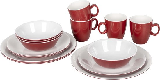 Bo-Camp Servies - Campingbord - 100% Melamine - 16-delig - Rood