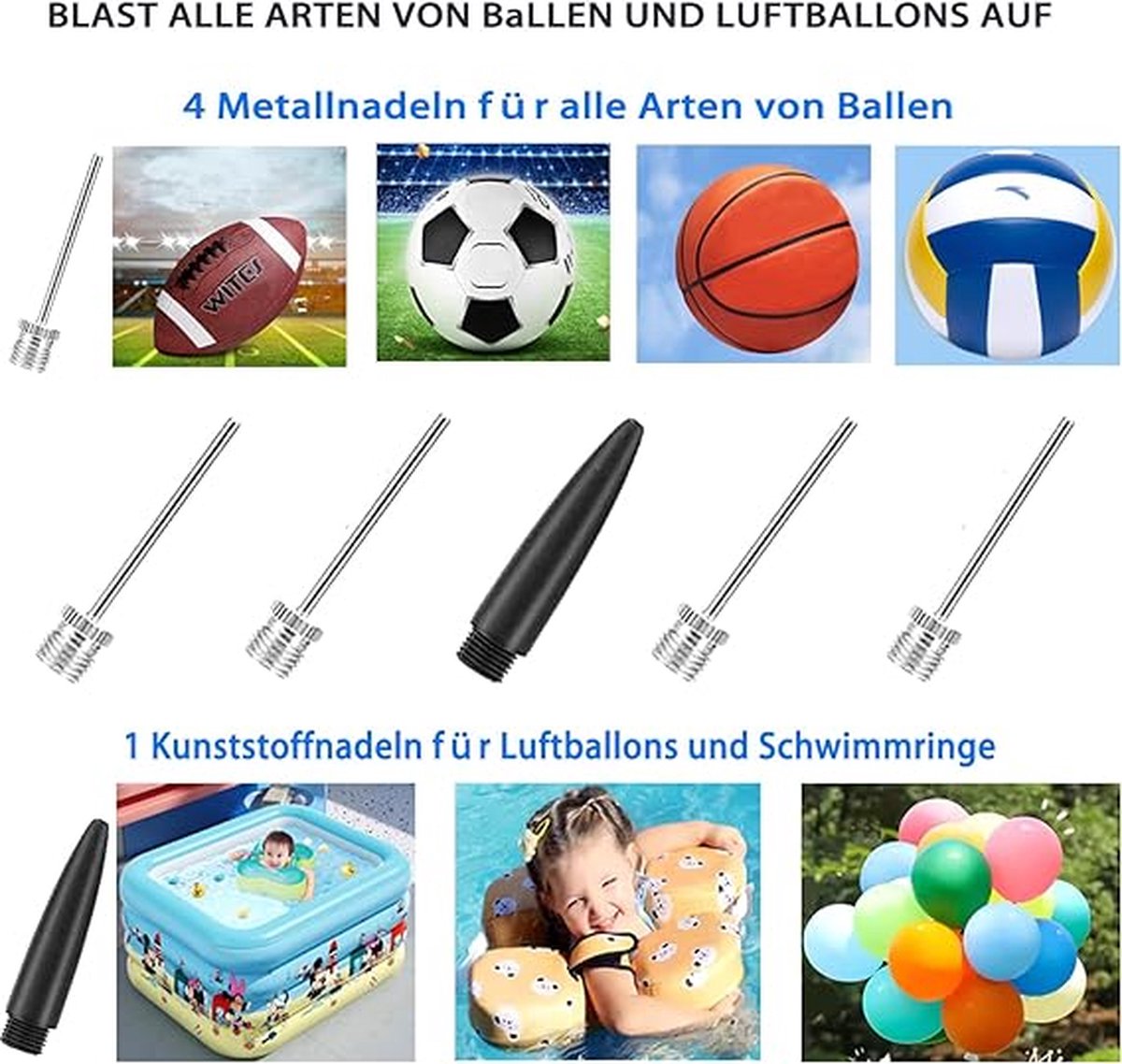 Pompe Push-pull Quesuc – Gonflage Rapide, Ergonomique, Avec Aiguille, Pour Ballon De Foot, Basket, Volley, Rugby