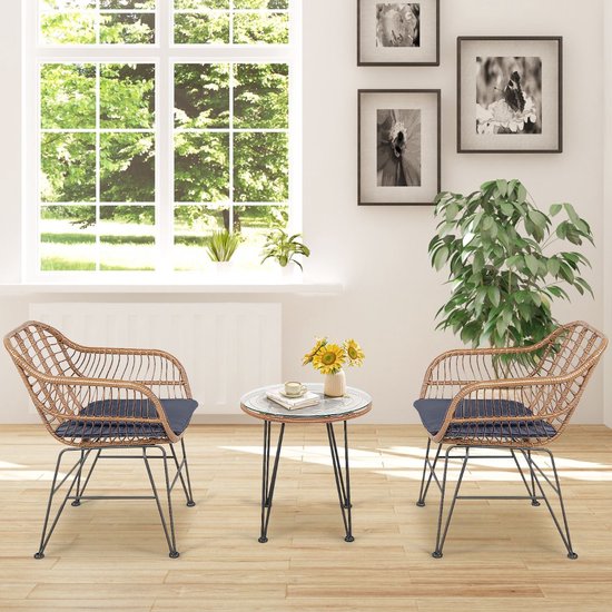vidaXL Bistroset - 3-delig - Inklapbaar - Zwart - Tuinmeubel - Bistroset
