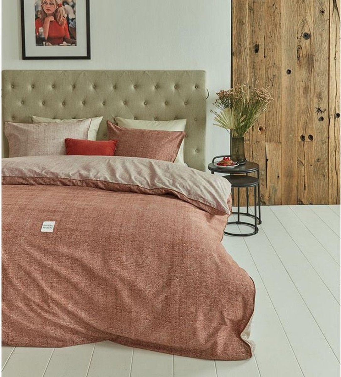 Rivièra Maison - Coughton Court dekbedovertrek - Effen - Tweepersoons - 200x200/220 cm - Steenrood