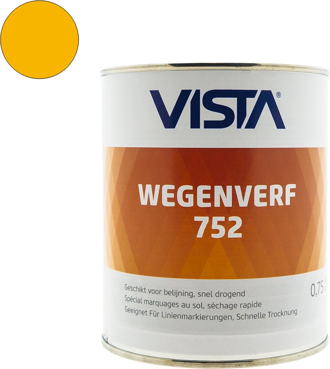 Vista Wegenverf - Hoge slijtvastheid - Vermindert vuilaanhechting - 2 Componenten - Geel (RAL 1023) - 750 ML