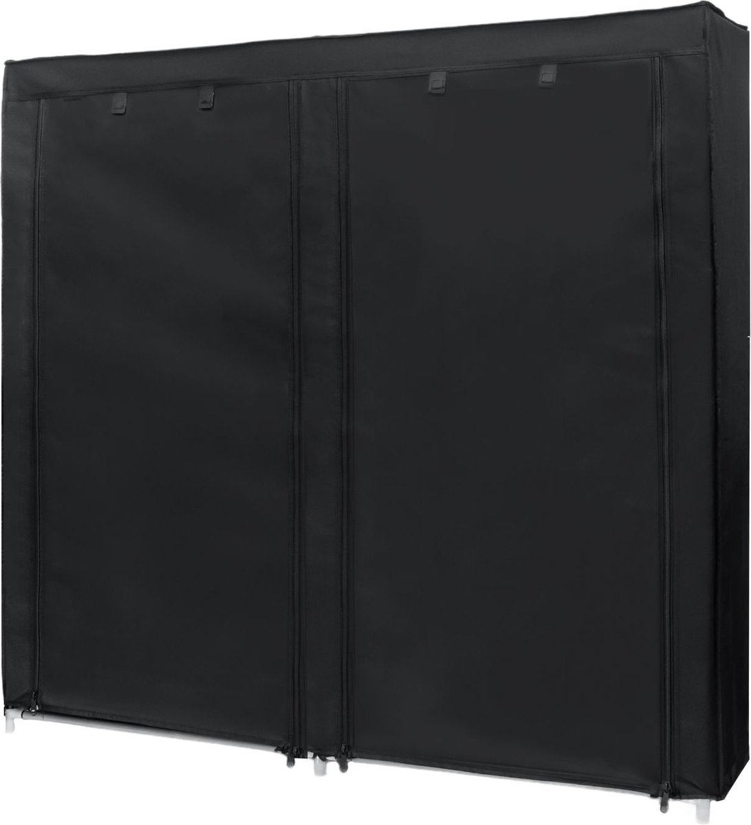 Intirilife opvouwbare garderobekast 120x30x110 cm in RABEN SCHWARZ - Met ritssluiting Linnengarderobe Schoenrek Dressoir met 12 vakken - Campinggarderobe textielen kapstok