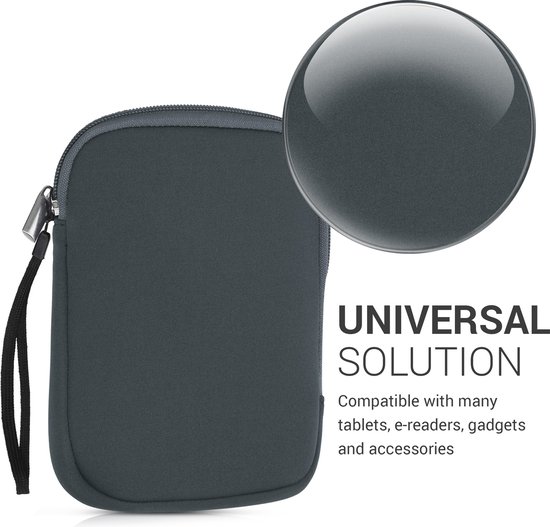 kwmobile Beschermhoes voor eReader - Neopreen Tas Cover Beschermhoes Grijs - 17 x 12 x 2 cm binnenafmetingen van Merkloos — afbeelding 2
