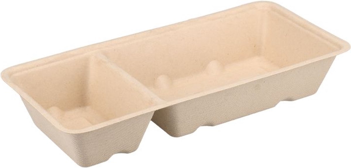 Goedkoopste Suikerriet Patatbakjes Bagasse Frietbak A9 1 Bruin (A22) (50 stuks) kleinverpakking