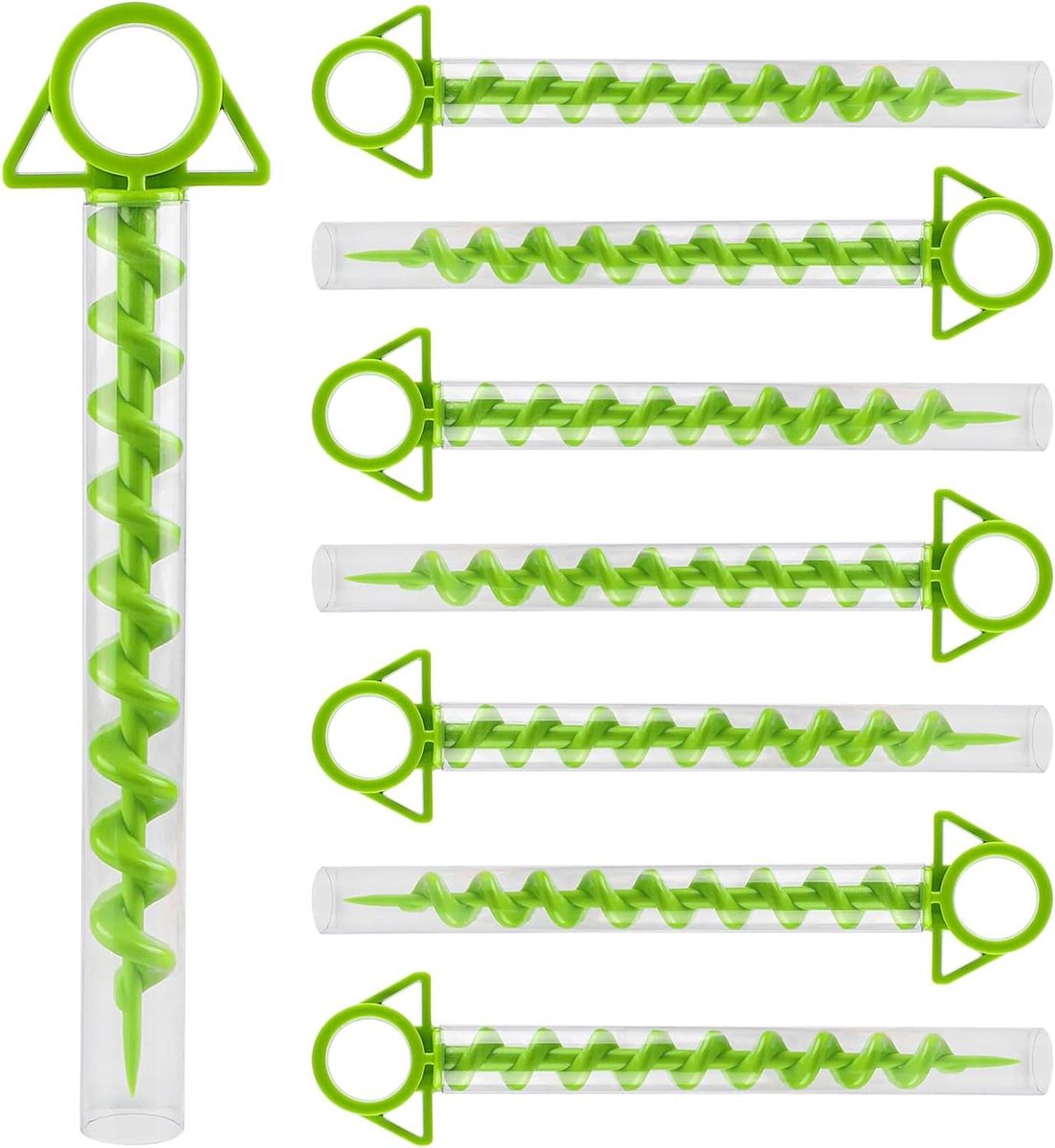 Haringen tent schroefharingen - camping strand kunststof - 29 cm zandanker grondanker tent - trampoline grondanker - 8 transparante kunststof buizen groen