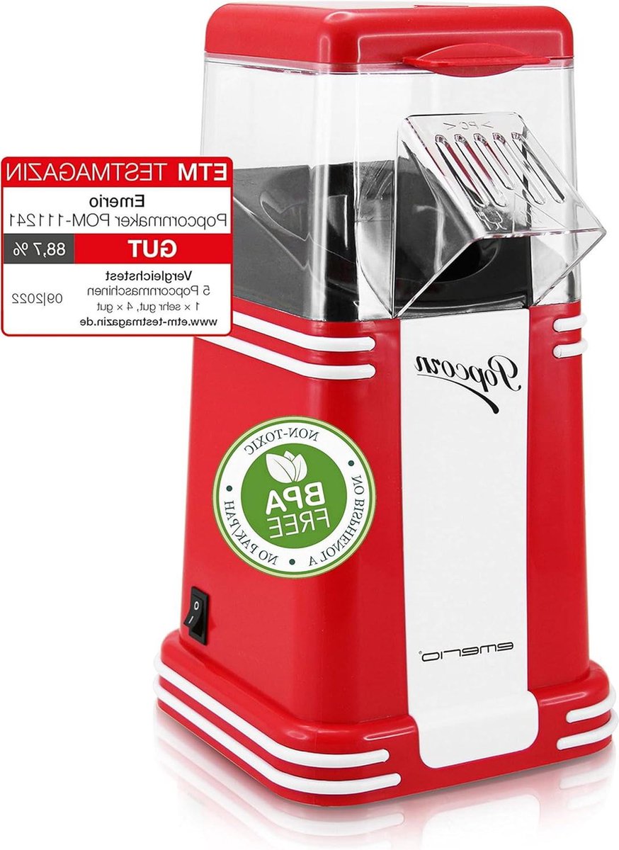 Popcornmachine heerlijke popcorn voor thuis eenvoudig en snel gemaakt 60g maïs per doorgang 1.200 watt heteluchttechnologie BPA-vrij popcorn bowl
