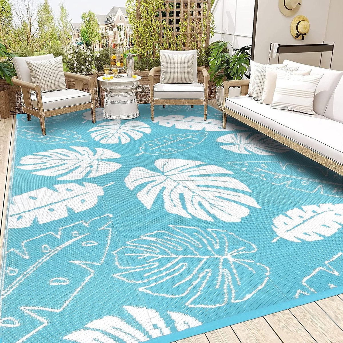 Outdoor tapijten voor terrassen waterdicht 1 8 x 2 7 m omkeerbare picknickdeken tuin tapijt RV camping tapijt grote vloermat gebied tapijt voor balkon dek achtertuin camper patio BBQ strand