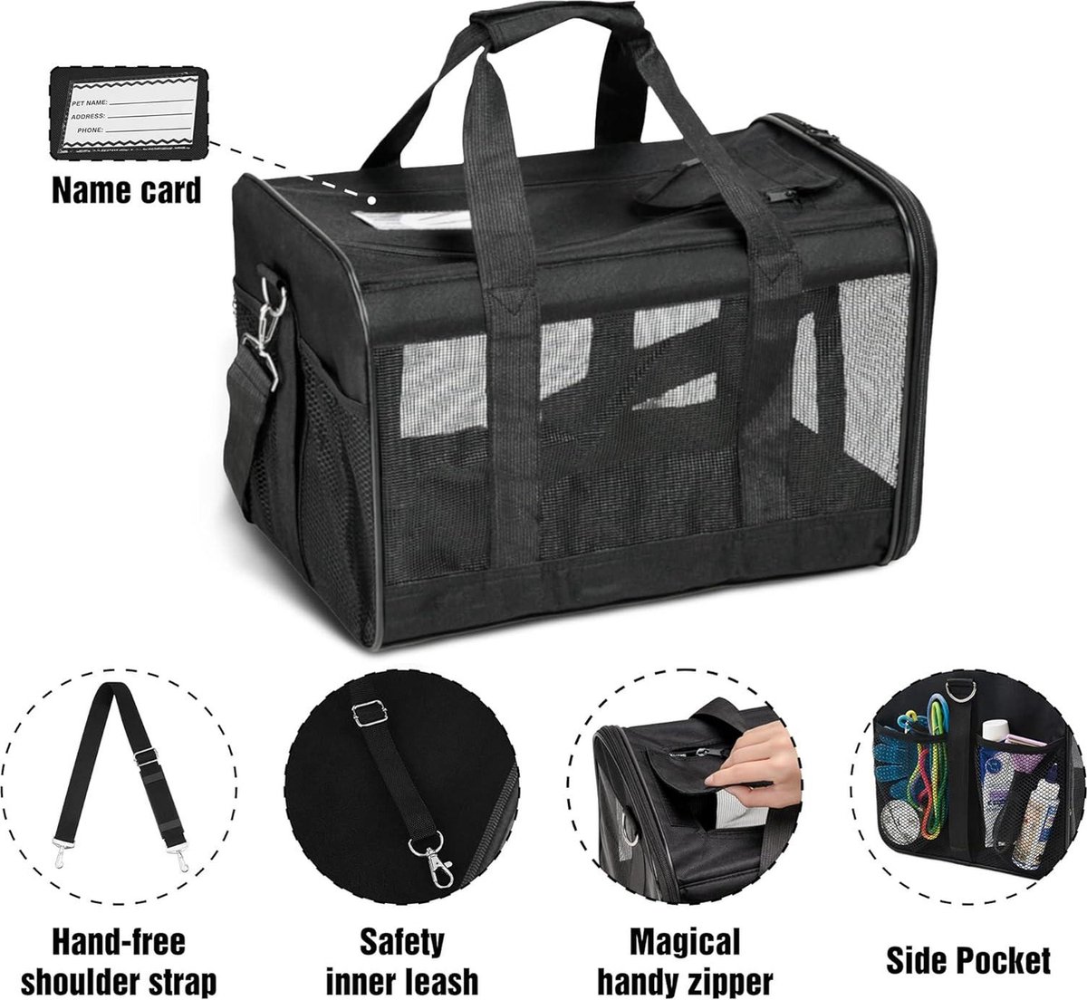 FASRIOU Extra Grote Rollende Huisdierendrager – Met Afneembare Wielen, Telescopisch Handvat, Opvouwbaar, Voor Katten En Honden Tot 20 Kg – Grijs