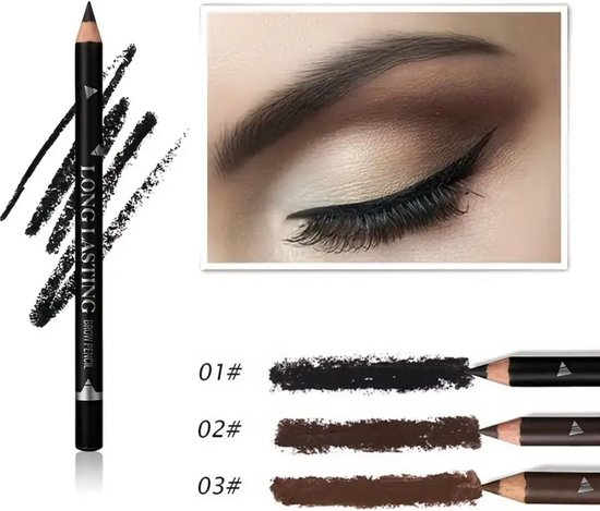 Foto: Oogpotlood zwart waterproof zweetbestendig eyeliner en wenkbrauwpotlood kleur 001 black long lasting oogmake up