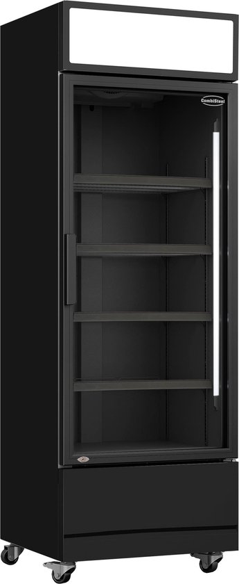 Combisteel Drankenkoeling - 374L - Zwart - +1°C/+10°C - Geforceerd - Wielen - 610x610x1973mm - Horeca Koelkast
