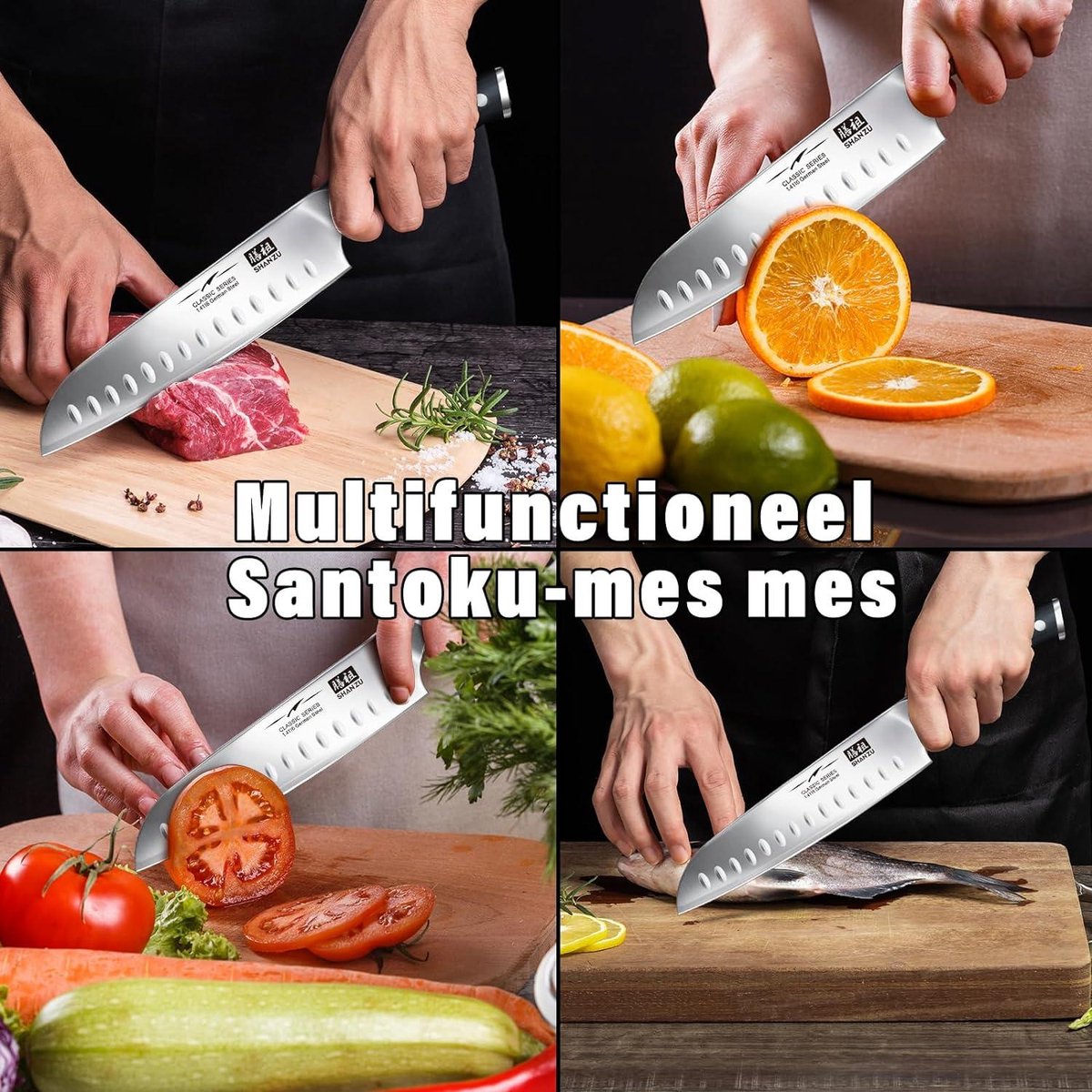 Koksmes 7 inch Santoku-Mes Duitse Koolstofarme Roestvrijstalen Mes Super Scherp en Professioneel Ideaal Voor Thuis en Keuken japanese knife