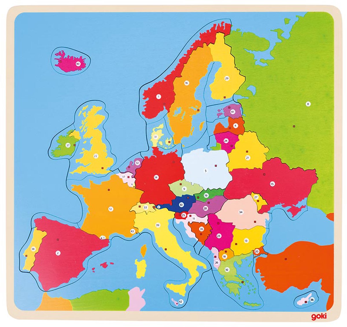 Goki houten puzzel Europa - 35 stukjes