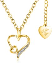 Malinsi® Ketting Dames Lovin - Gold Plated RVS - Kettingen met hanger - Cadeau vrouw