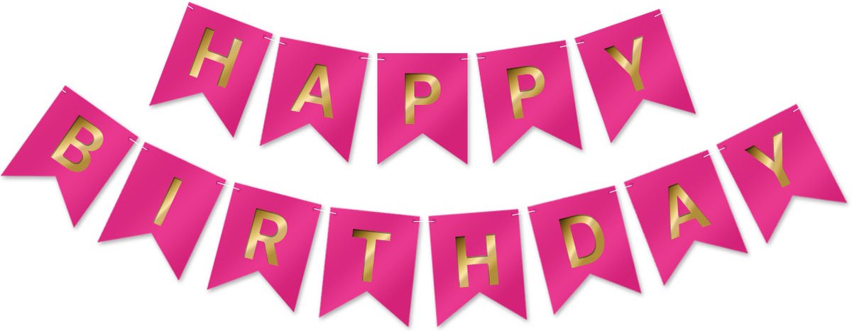 LUQ - Fuchsia & Goud Happy Birthday Slinger Verjaardag Versiering Feest Versiering Verjaardag Slinger Decoratie