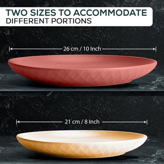 MIAMIO - Bordenset 6 x keramiek aardewerk voor de tafel - Le Papillon collectie (rood, 26 cm