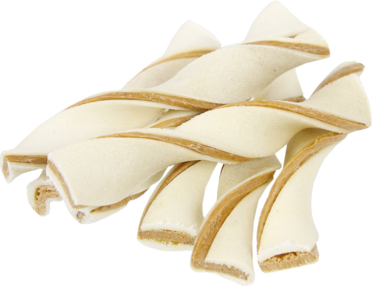 Petsnack - Hondensnack - Zalmwokkel - Gedroogde Buffelhuid - 13 cm - 20 stuks