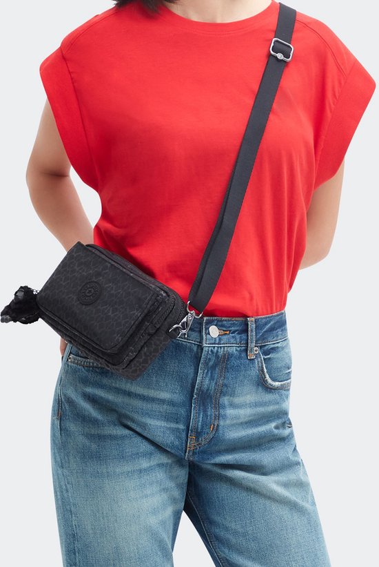 kipling Sac à épaule bandoulière Sac banane Basic Plus Abanu Multi Convertible Crossbody Signature Emb Noir