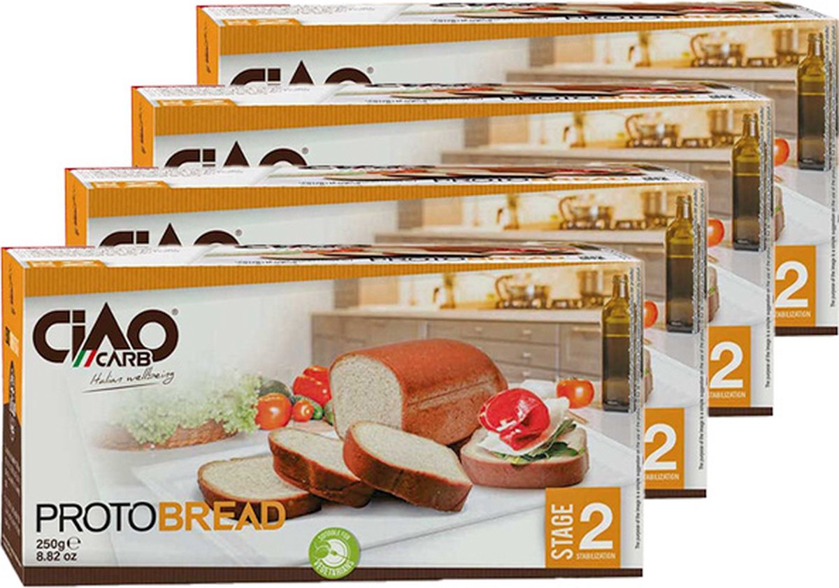CiaoCarb | Protibrood Wit | Protobread | 4 stuks | 4 x 250 gram