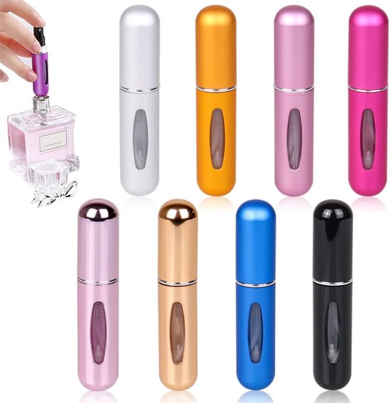 Foto:  8 pack 5 ml verstuiver travel size mini parfum voor reizen navulbare verstuivercontainer draagbare parfumspuitfles reisparfumgeurpompbehuizing geur lege spuitfles voor reizen en uitgaand