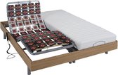 DREAMEA Elektrisch bed - bedbodem en matras - latex CASSIOPEE III van DREAMEA - OKIN motoren - 2 x 80 x 200 cm - eikenhout L 200 cm x H 35 cm x D 160 cm