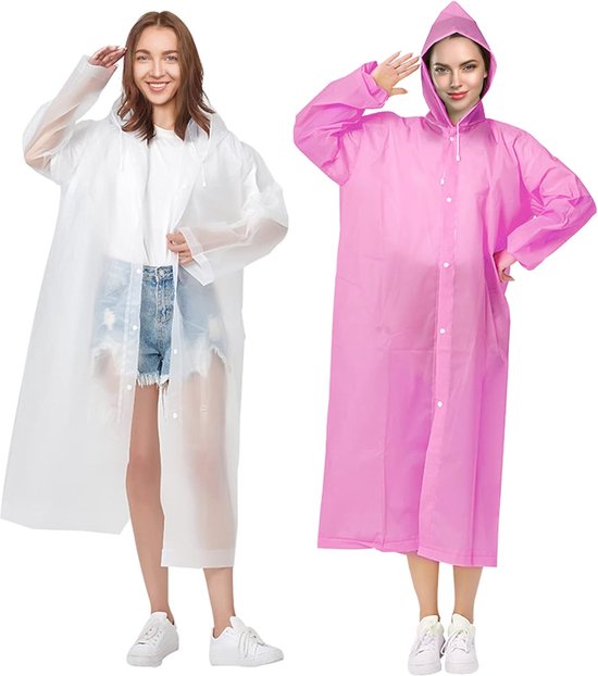 Regenjas 2 stuks waterdicht voor dames en heren draagbare herbruikbare regenjas. bol