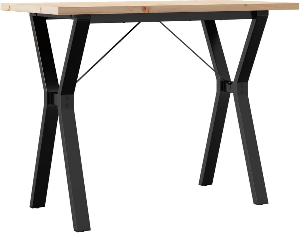vidaXL Eettafel - Y-frame - 100x50x75,5 - cm - massief - grenenhout - en - staal Bruin