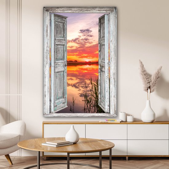 Tableau Peinture Paysage - Coucher de Soleil - Water - Transparent - 80x120 cm - Décoration murale