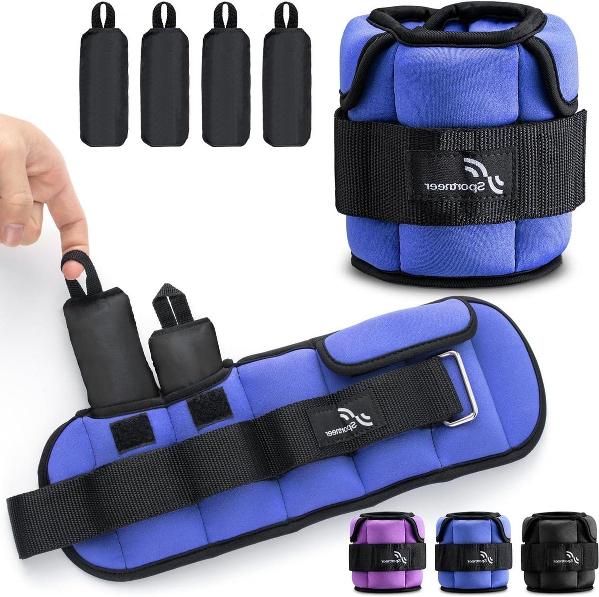 Verstelbare enkelgewichtenset - Sportneer - Voet-/polsgewichtsmanchetten 022 kg tot 09 kg - 045-18 kg (per paar) Weight cuffs