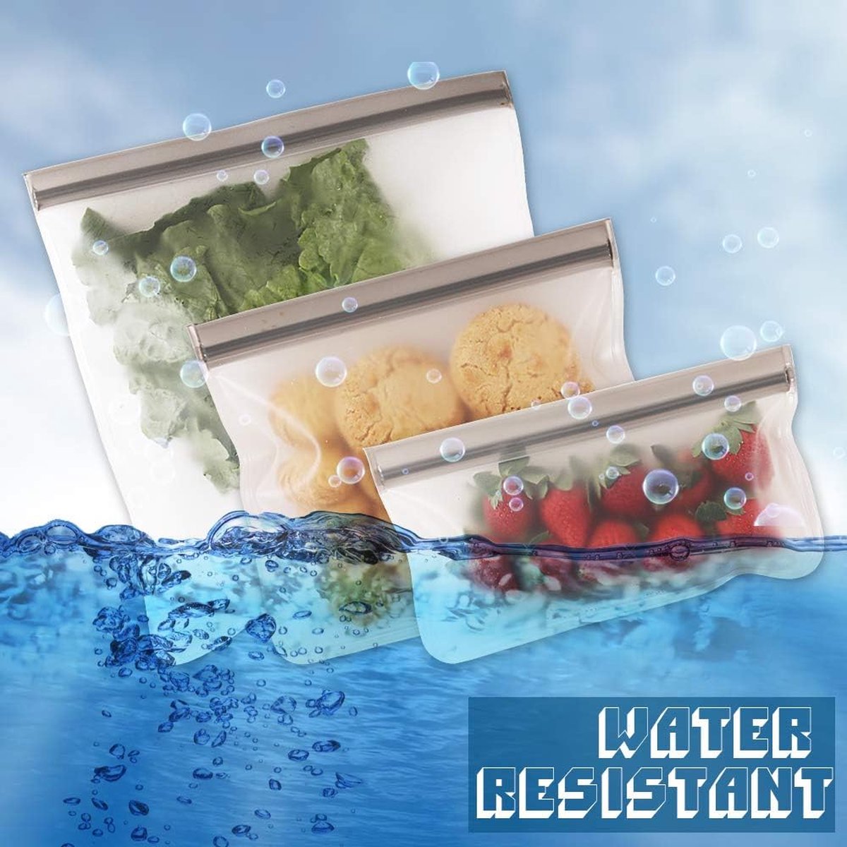 Silicone Voedsel Opslag zakjes - Herbruikbare gallon - diepvrieszakken, ritssluiting lekvrije herbruikbare gallon - Top Ziplock Tassen - zakken voor het marineren van vlees, fruit, sandwiches, snacks, 2 gallon-zakken + 4 kwartzakken + 4 snackzakken — cadeau in Cadeau-ideeën - foto 7