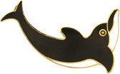 Behave® Sjaal clip sjaalspeld dolfijn zwart wit emaille 4 cm