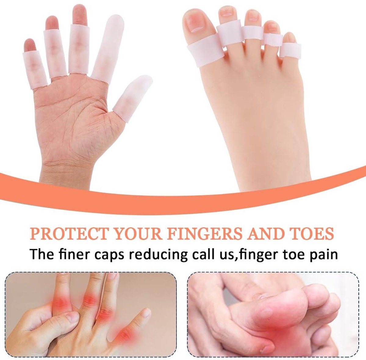 10 Protège-doigts En Silicone - Taille Fine (1,5x4,8 Cm) Et Petite (2x4 Cm) - Réutilisables, Imperméables - Pour Jardinage, Couture, Protection Blessures