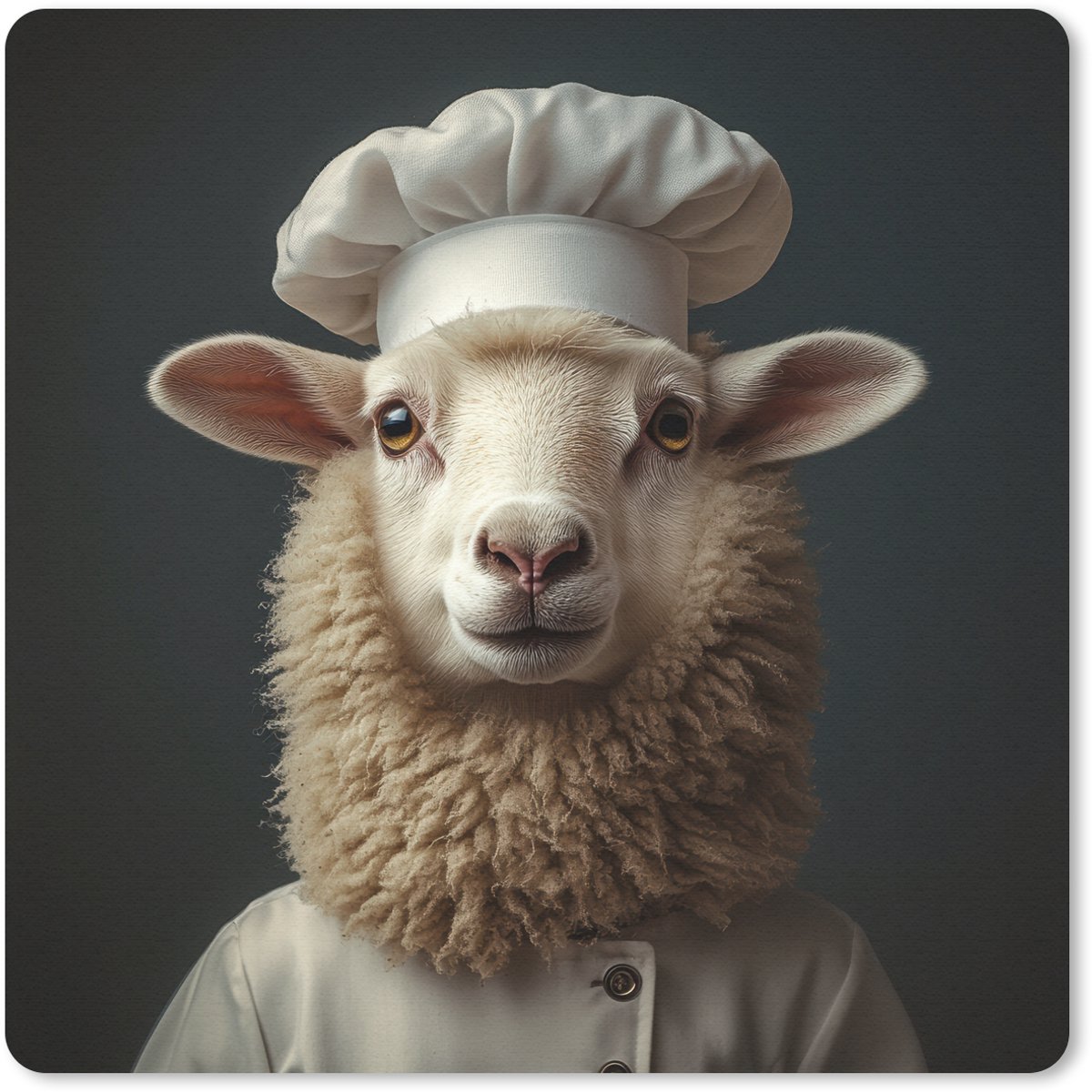 Muismat 30x30 cm - Mousepad Schaap - Wol - Kok - Muismatten