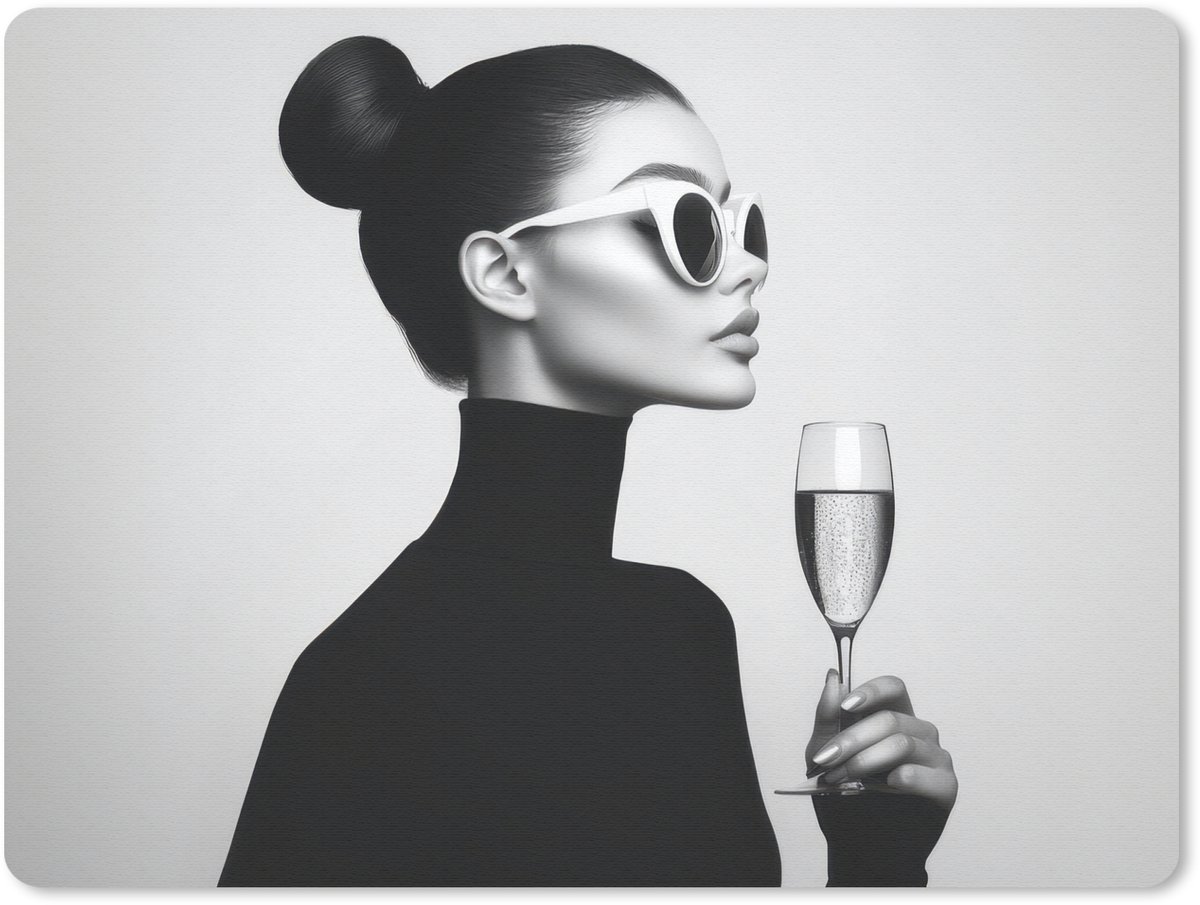 Muismat 23x19 cm - Mousepad Vrouw - Champagne - Modern - Muismatten