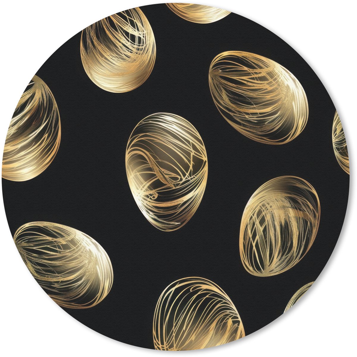Muismat rond 40x40 cm - Mousepad Eieren - Goud - Patroon - Ronde muismatten