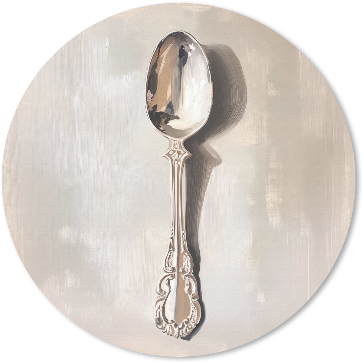 Muismat rond 30x30 cm - Mousepad Lepel - Verf - Zilver - Ronde muismatten