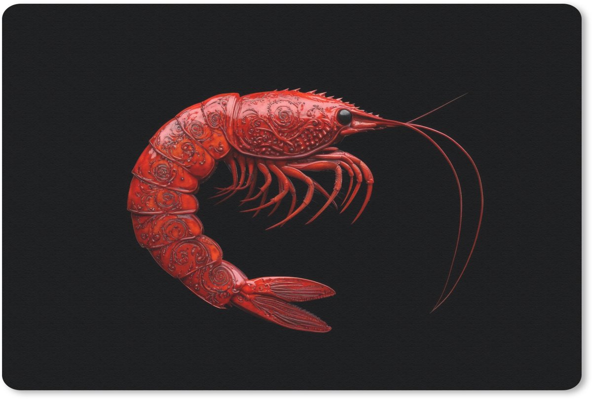 Muismat 27x18 cm - Mousepad Garnaal - Rood - Dieren - Muismatten