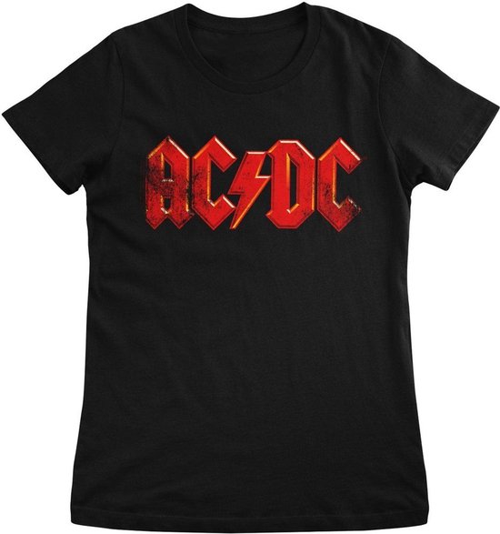 AC/DC Damen Distressed Logo Girly Tee PS-5-ACDC013-H86-3 Black-M | bol