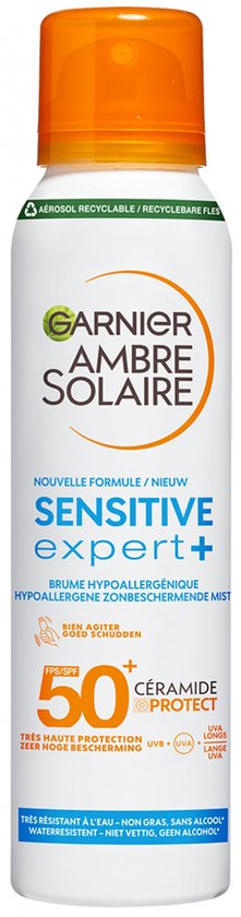 Garnier Ambre Solaire Sensitive Expert+ Hypoallergene Zonnebrand Mist SPF50+ - voor de Gevoelige Huid met Ceramide Protect - 150 ML