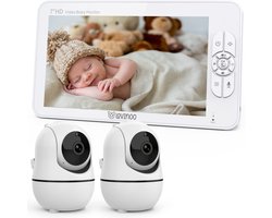 Lovinoo Babyfoon met 2 Camera's - Baby Monitor - Op Afstand Bestuurbaar - Babyphone - Temperatuursensor - Uitbreidbaar Tot 4 Camera's - Terugspreekfunctie - Zonder Wifi en App - 7.0 Inch HD Scherm